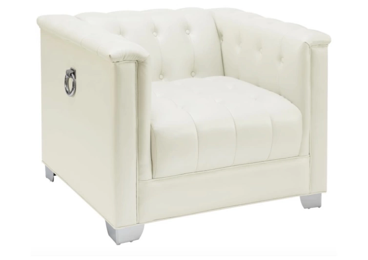Tufted Upholstered Chair Pearl White